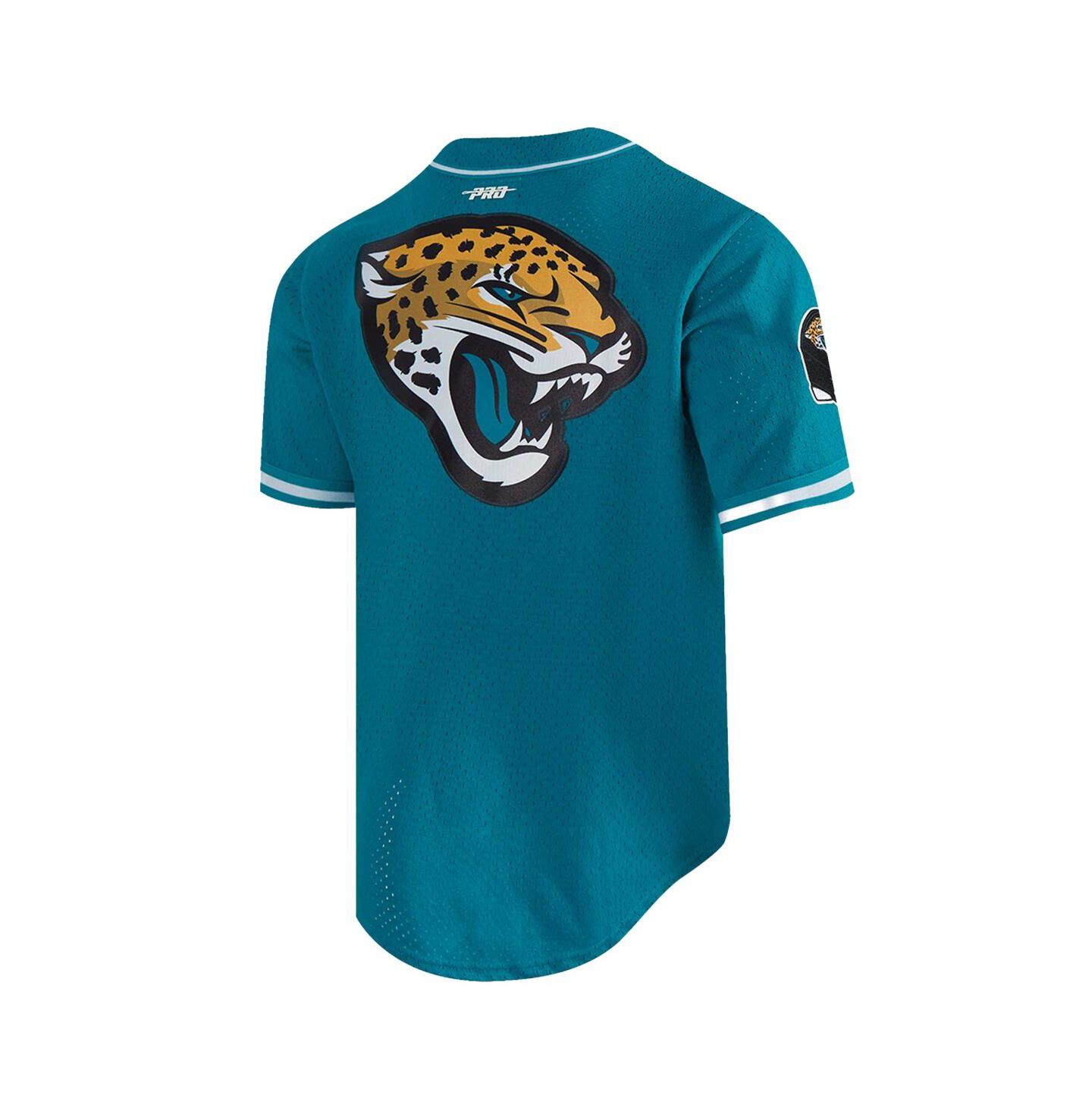 Мужской топ Pro Standard Trevor Lawrence Teal Jacksonville Jaguars Mesh Button-Up Baseball Jersey — фото 2