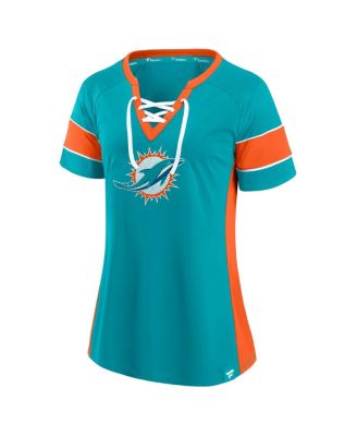 Women's Aqua Miami Dolphins Athena Lace-Up Top