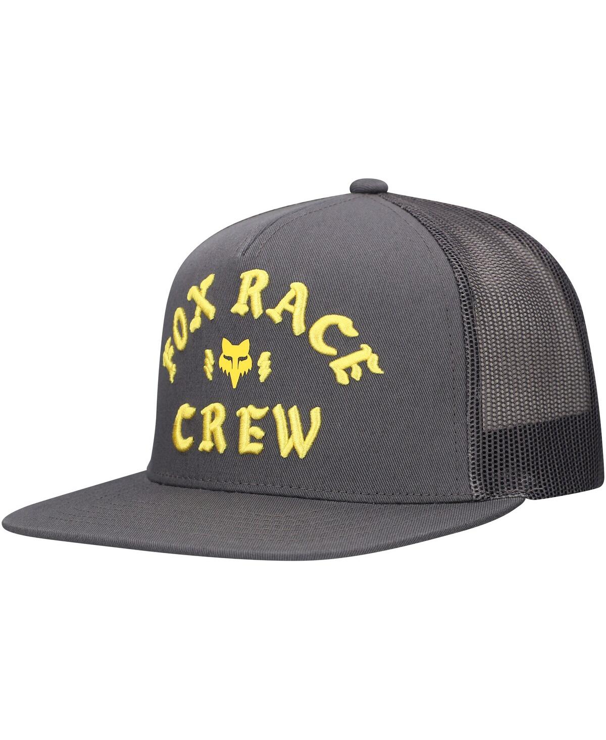 Men's Graphite Fox Racing Race Crew Trucker Snapback Hat - Graphite