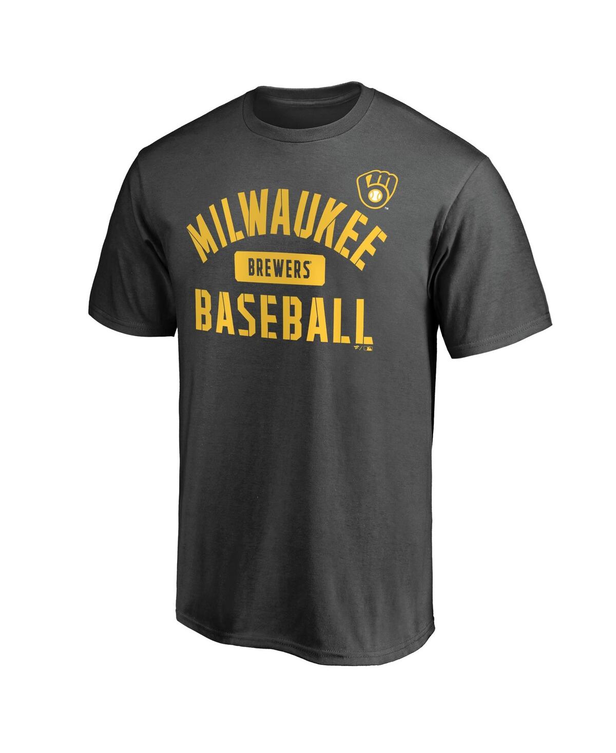 Fanatics Mto Label Men's Charcoal Milwaukee Brewers Iconic Primary Pill T-shirt In Gray