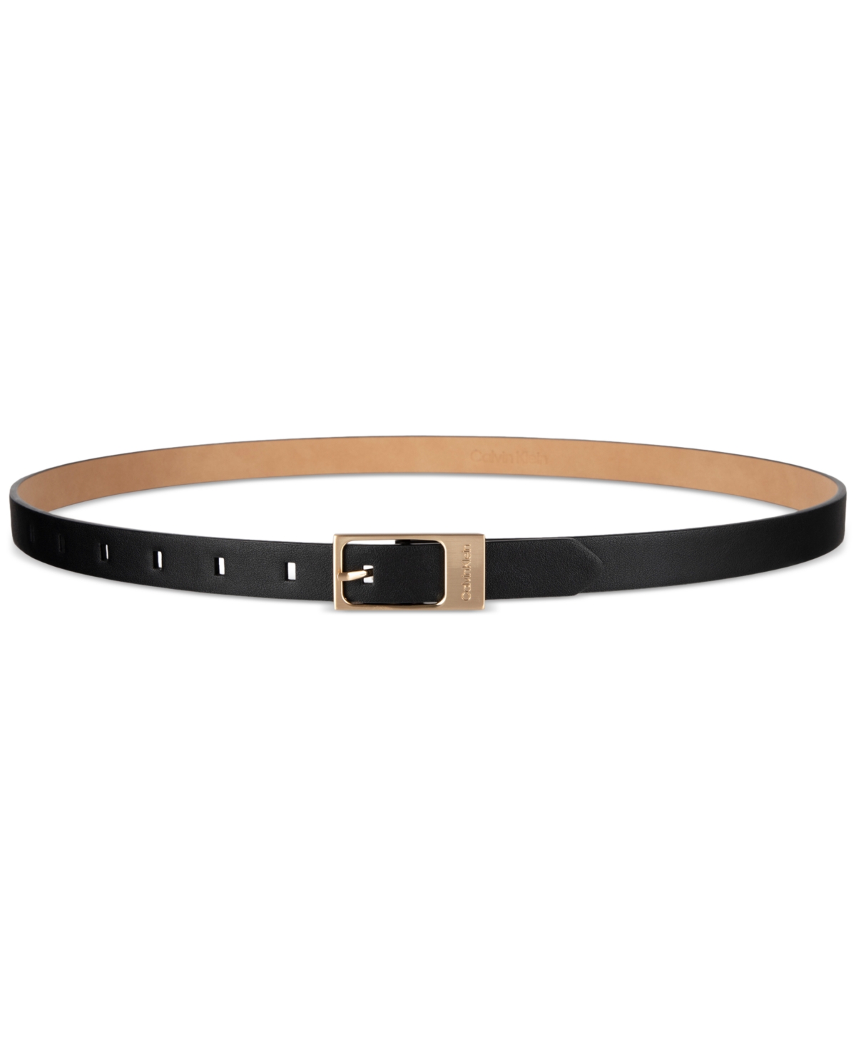 Calvin Klein 2-pc. Skinny Faux-leather & Embossed Belt Set In Black