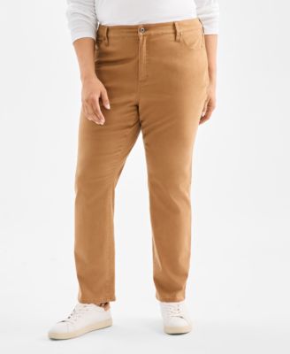Plus Size High-Rise Straight-Leg Pants, Exclusively at Macy's