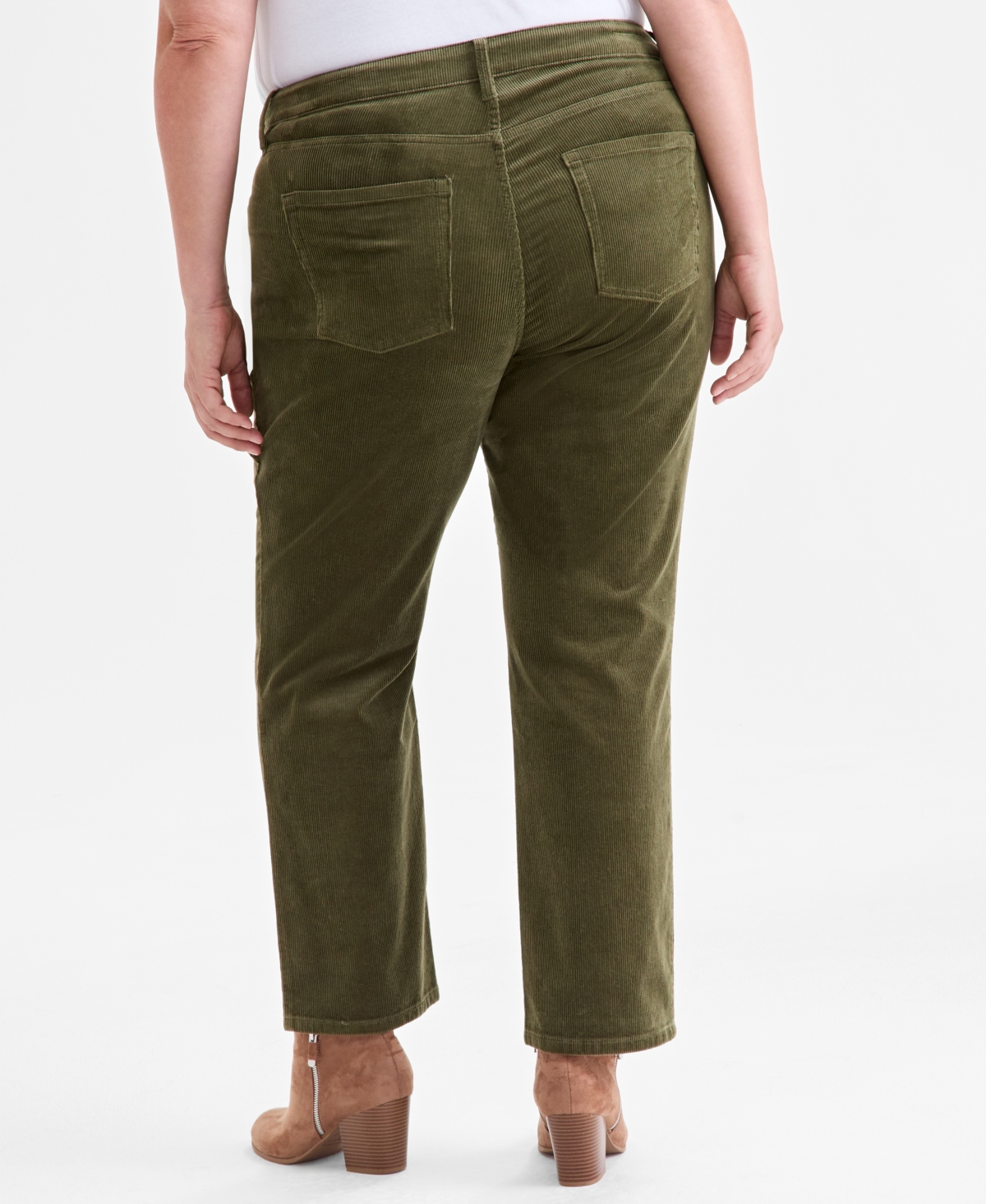 Style & Co Plus Size High-rise Straight-leg Corduroy Pants, Macy's Exclusive In Green