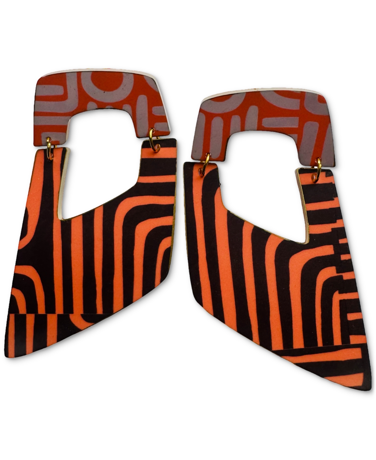Swanky Designs Raquel Dangle Abstract Earrings In Orange