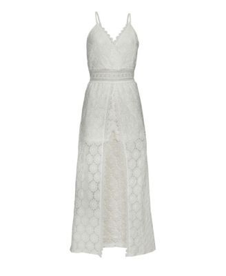 Women's Maxi Scalloped Lace Overlay Romper