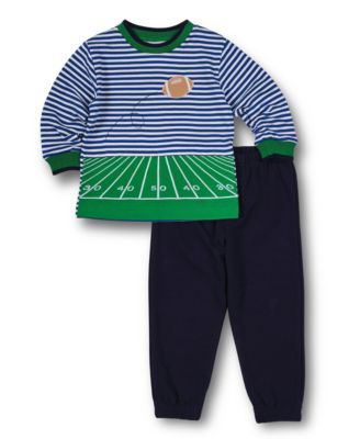 Toddler Boys Stripe Knit Shirt With Football Field