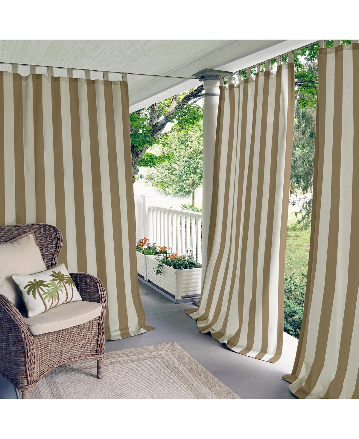 Highland Stripe Indoor/Outdoor Window Curtain - Natural