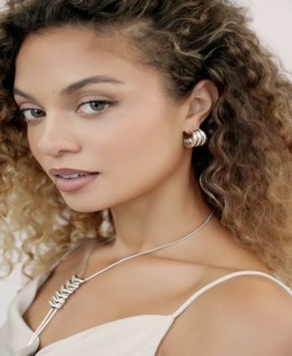 Triple Ribbed Hoops Earrings