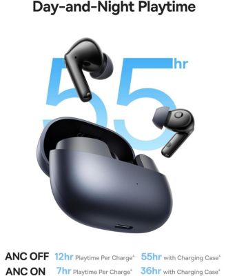 Bass BP1 Pro Noise Cancelling Wireless Earbuds, Real-Time Adaptive Noise Cancelling, Adaptive Active EQ, LDAC Hi-Res Sound, 6-Mic AI Clear Calls, 55H Playtime, IP55 Waterproof, Bluetooth 6.0,White