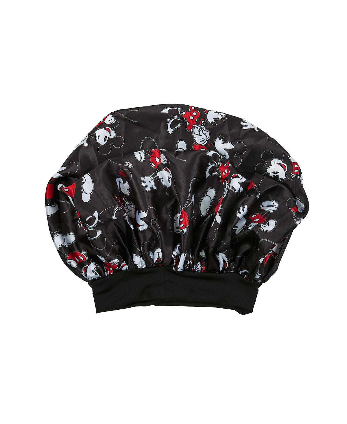 Mickey & Minnie Mouse Women's All-Over Print Black Satin Bonnet - Dsy mickey  minnie