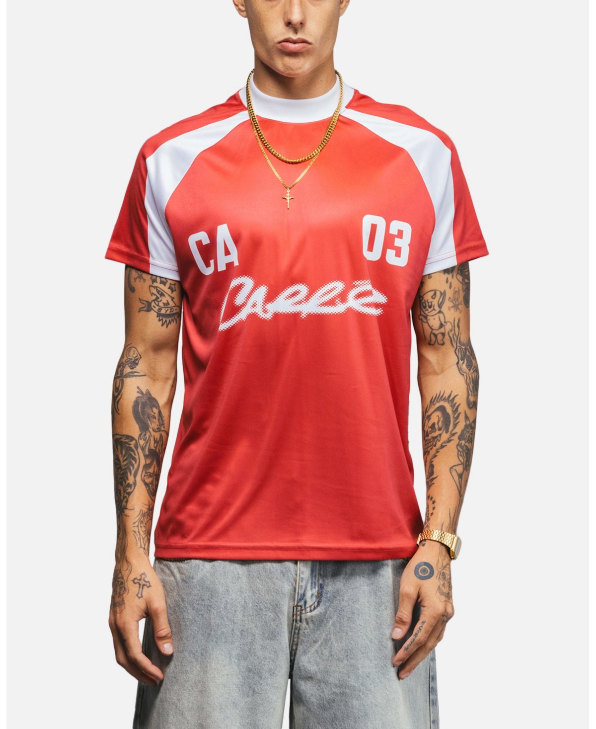 Men's Striker Jersey T-Shirt - Red/white