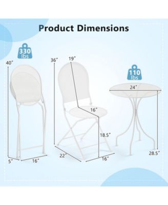 Outdoor 3-Piece Folding Bistro Set with Metal Round Table and Chairs – Space-Saving Patio Furniture