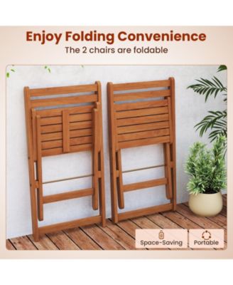 Space-Saving 3-Piece Outdoor Seating Set with Foldable Chairs and Coffee Table – Ideal for Small Patios