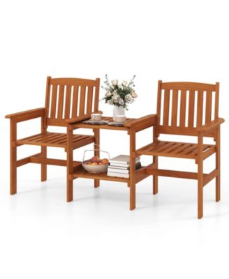 2-Piece Outdoor Bistro Set with Table and Built-In Umbrella Hole For Patio