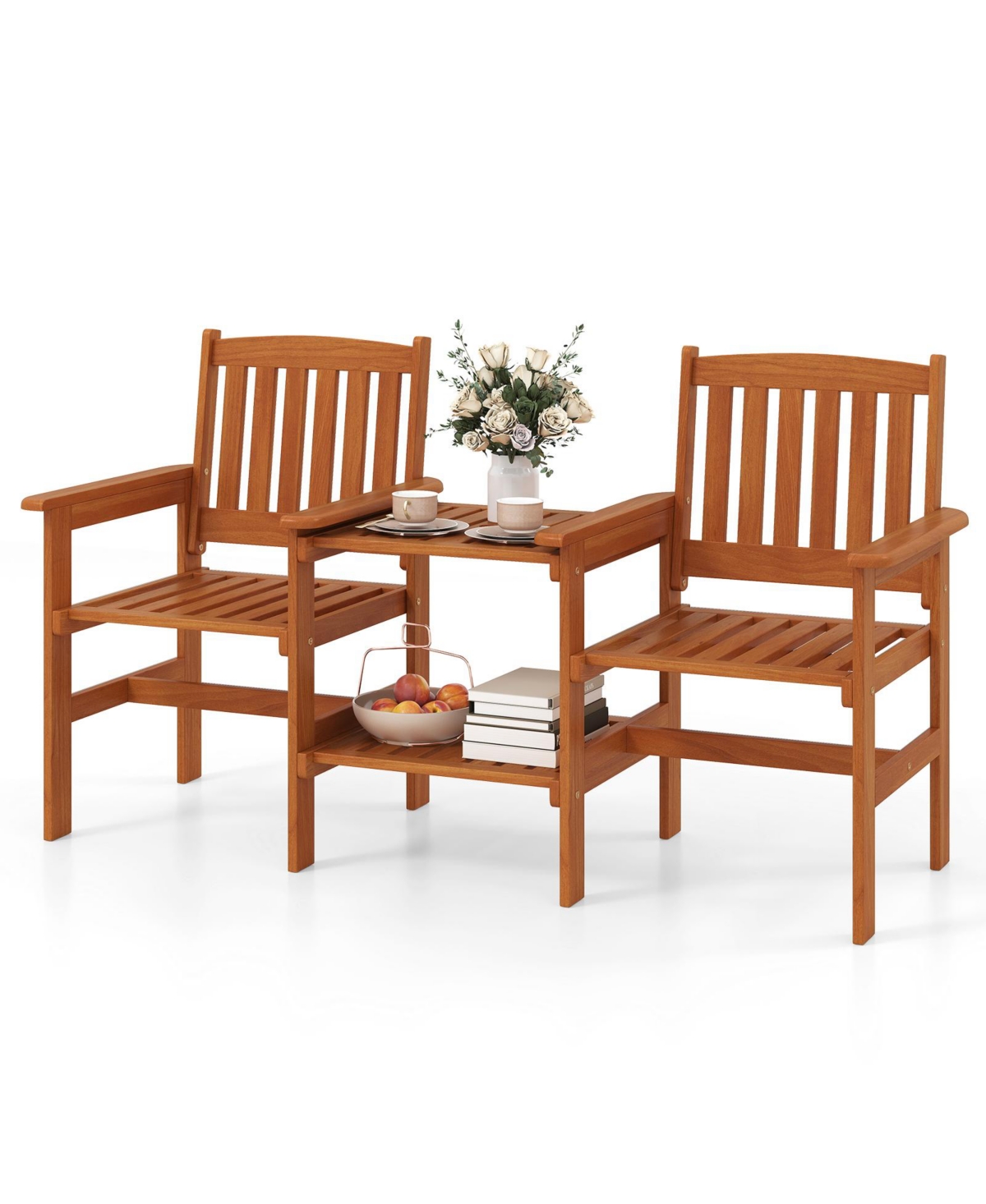 Slickblue 2-Piece Outdoor Bistro Set with Table and Built-In Umbrella Hole – Ideal for Patio or Balcony