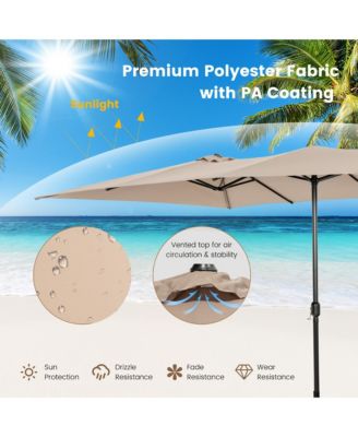 15FT Double-Sided Market Umbrella Large Crank Handle Vented Twin Patio