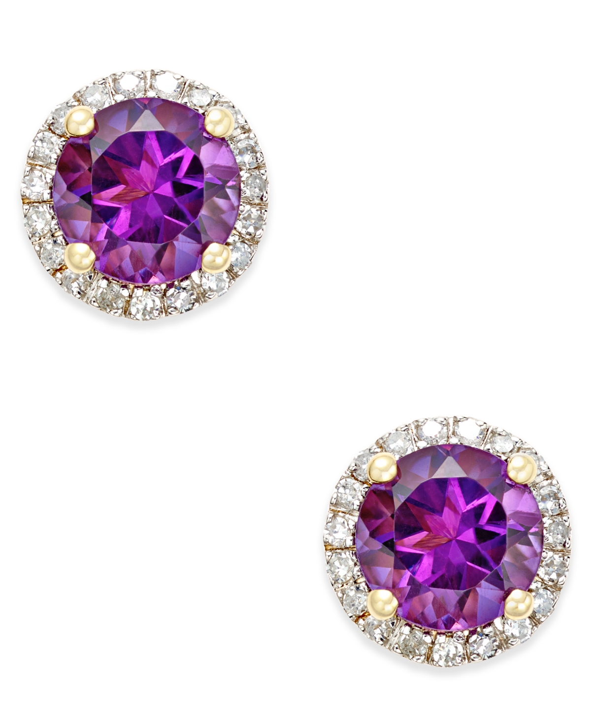 Mystic Topaz (1-3/4 ct. t.w.) and Diamond (1/6 ct. t.w.) Round Stud Earrings in 14k White Gold - Peridot