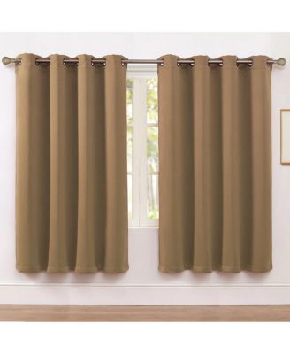 Set of 2 Thermal Room Darkening Grommet Top Curtains For Small Windows