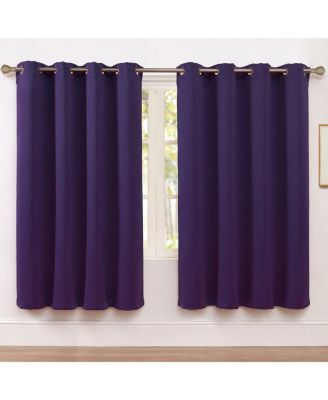Set of 2 Thermal Room Darkening Grommet Top Curtains For Small Windows
