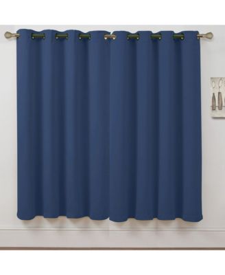 Set of 2 Thermal Room Darkening Grommet Top Curtains For Small Windows