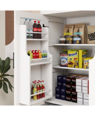 71" Pantry Cabinet with 4 Doors, Drawer and Built-in Racks for Dining Room or Kitchen