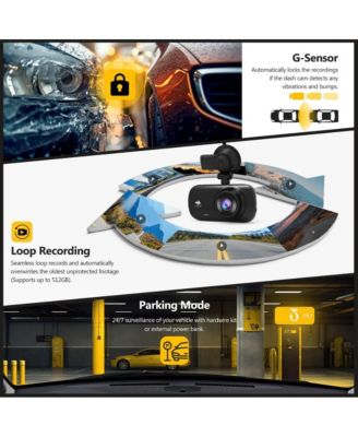 Dual Dash Cam 2K Front + 1080P Rear, GPS & Wi Fi, 2.7″ LCD, Night Vision, WDR, G Sensor, Loop Recording, Parking Mode, Wide-Angle Lens, Supports max 512 GB microSD