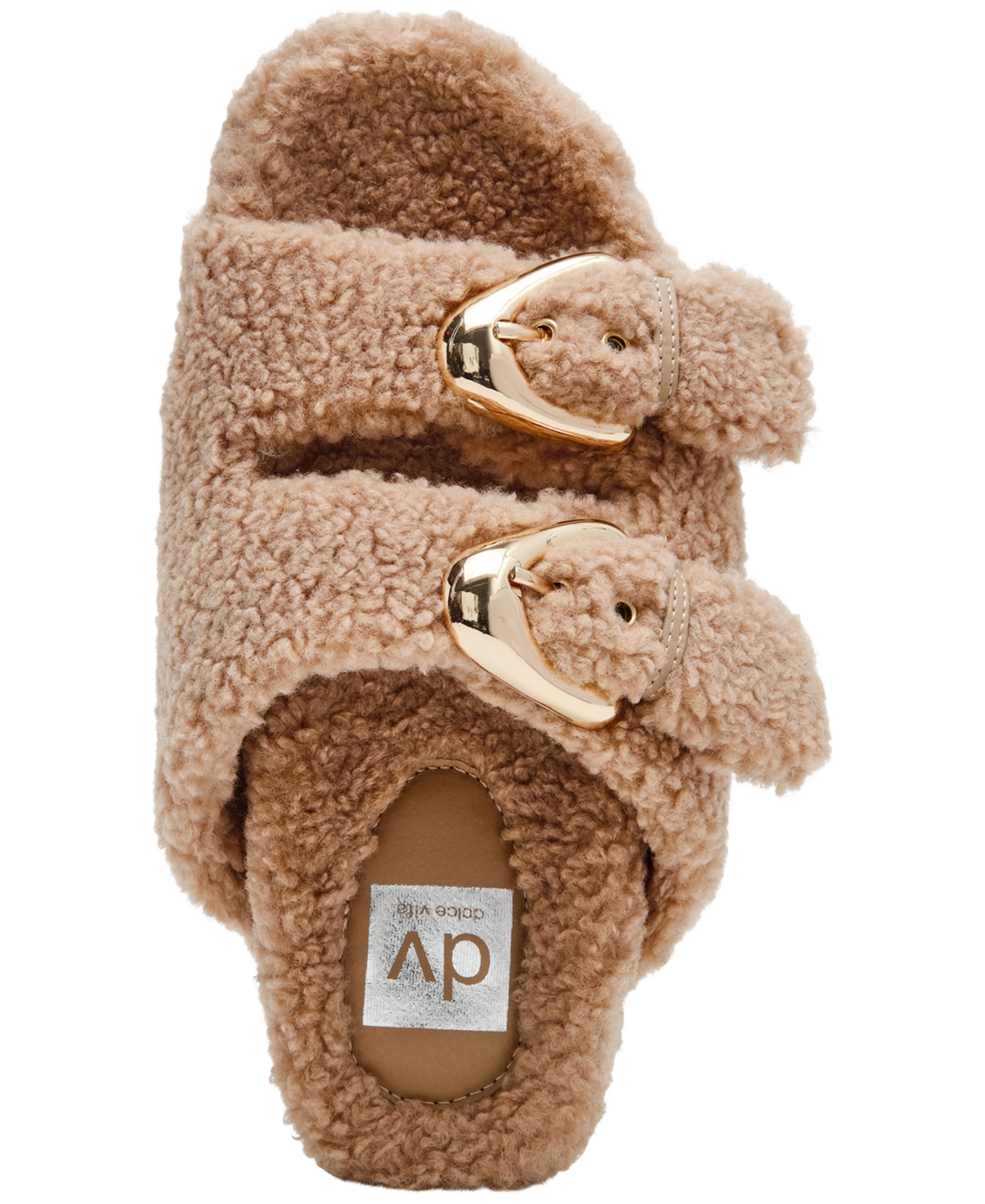 Dv Dolce Vita Women's Aldoni Plush Double-strap Slide Slippers In Brown