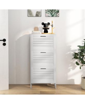 Modern Shoe Cabinet with 3 Flip Drawers for 6 Pairs,