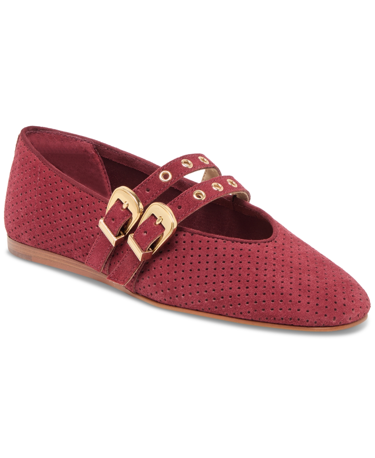 Dolce Vita Baylee Grommet Ballet Flats Oxblood Perforated Suede In Red