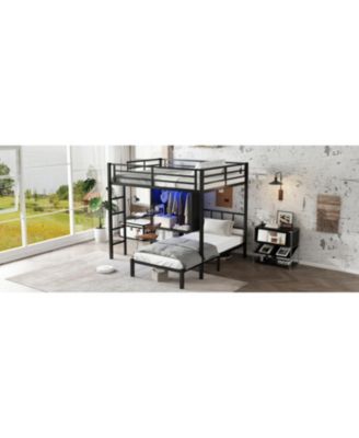 Full XL/Twin Bunk Bed with Desk & Closet - Black