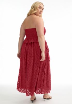 Women's June + Vie Ruffled Peplum Corseted Midi Dress