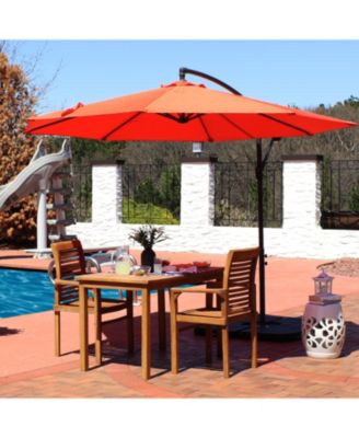 10' Outdoor Steel Offset Cantilever Pool Patio Umbrella with Square Base Set