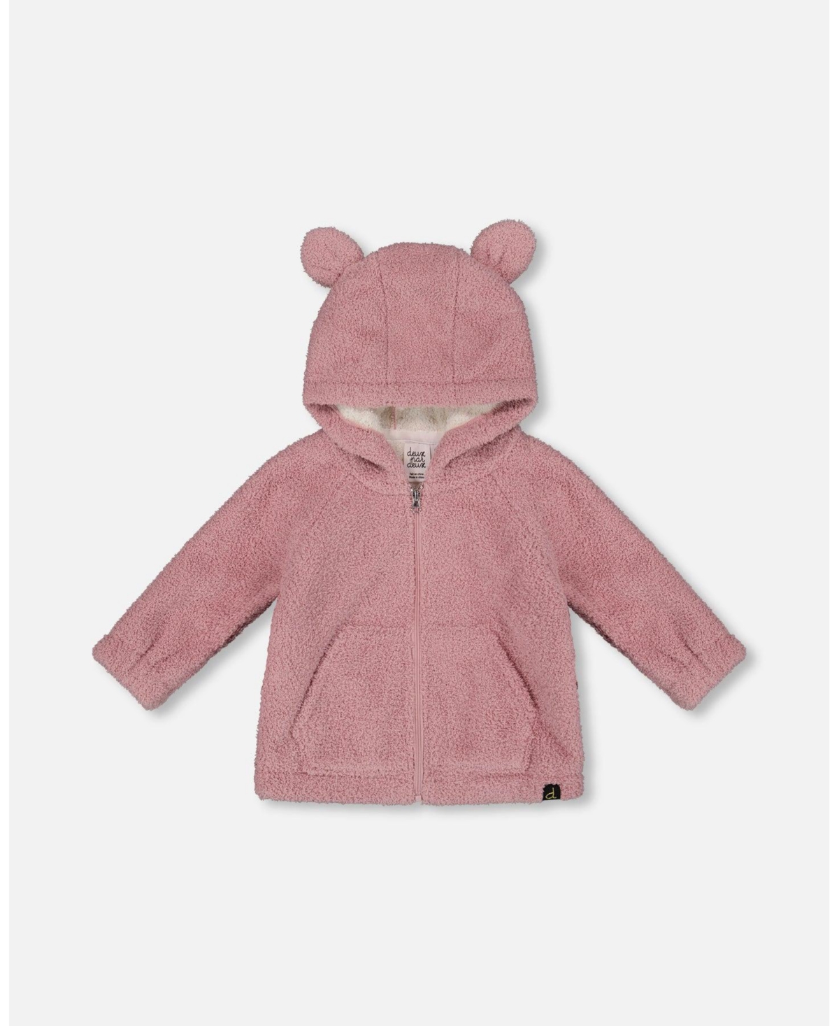 Deux par Deux Toddler Girls Hooded Full Zip Cat Plush Jacket Dusty Pink - Toddler|Child - Dusty pink