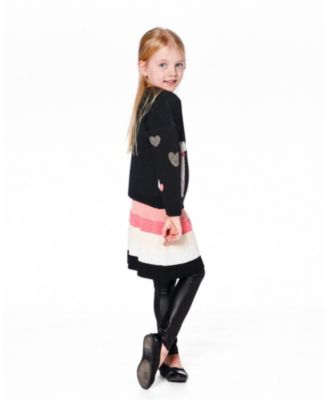 Girl Striped Knit Skirt Beige Black and Pink - Toddler|Child