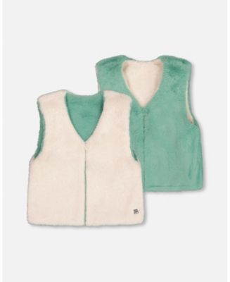 Deux par Deux Toddler Girls Reversible Faux Fur Vest - Toddler