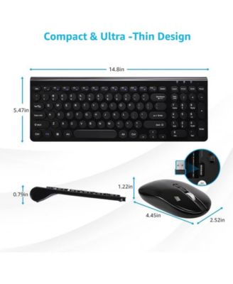 Wireless Keyboard and Mouse Combo, Wireless USB Mouse and Computer Keyboard Set, Compact and Silent for Windows Laptop, Desktop, PC- Black