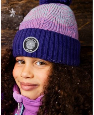 Girl Lined Knit Pompom Hat Purple and Pink - Toddler|Child