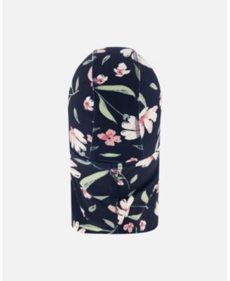 Girl Brushed Jersey Balaclava Navy Flower Print - Toddler|Child