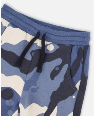 Toddler Boys Fleece Sweatpants with Cargo Pockets Blue Camouflage - Toddler|Child
