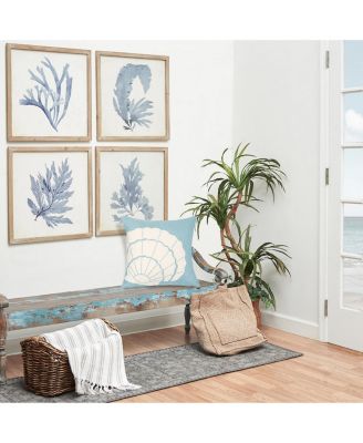 Shell Burlap Applique Throw Pillow, 18" x 18"