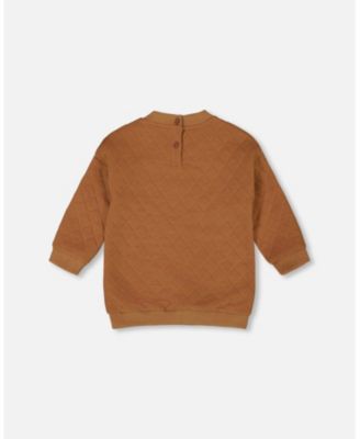 Toddler Girls Quilted Tunic Mocha with Flowers - Toddler|Child