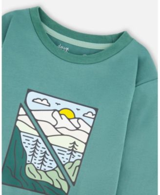 Boy Long Sleeve Cotton Jersey Tee Shirt Sage Green - Toddler|Child