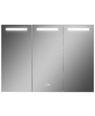 LED Aluminum Medicine Cabinet – 3-Door, Anti-Fog Mirror, Waterproof, 2 Glass Shelves, Surface/Recessed Mount, Silver