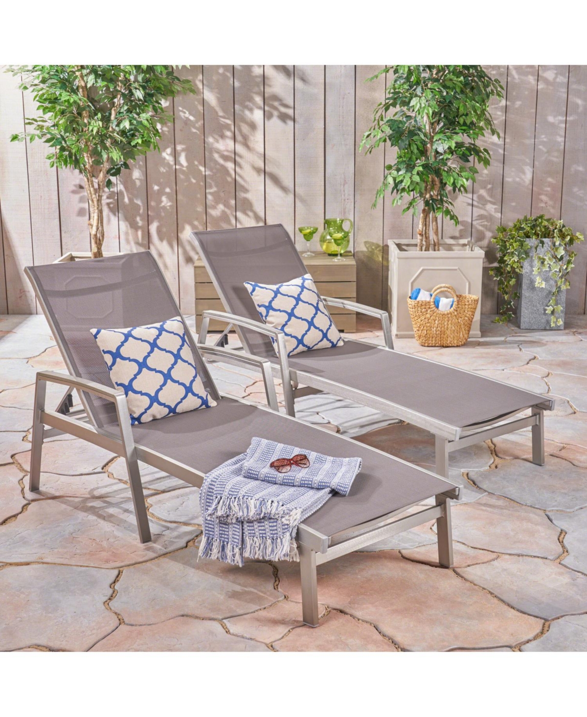 Streamdale Furniture Outdoor Chaise Lounge Set - Aluminum Frame Adjustable