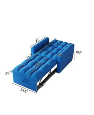 Foldable Velvet Sofa Bed with Adjustable Backrest