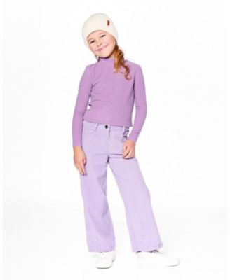 Girl Super Soft Ribbed Mock Neck Top Lavender - Child