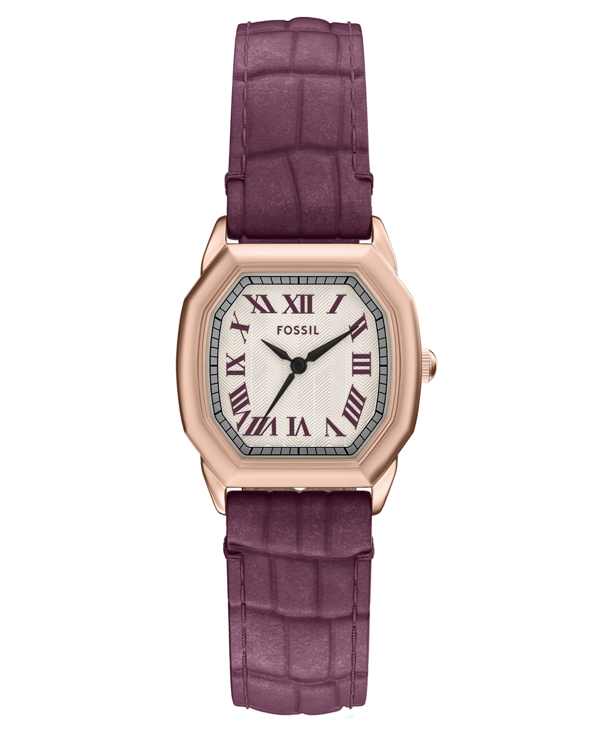 Women's Harlow Three-Hand Burgundy Croco Leather Watch, 27mm - Purple