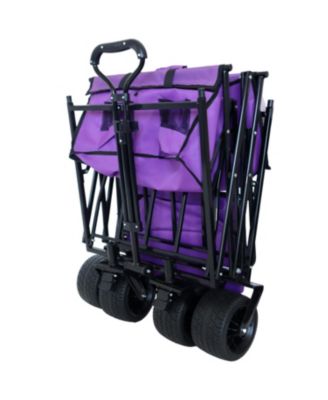 Collapsible Wagon with Canopy All-Terrain Wheels Purple