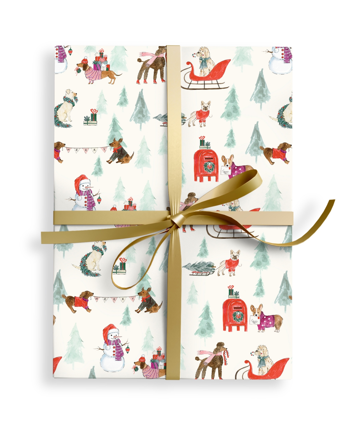 Punch Studio Snowy Day Dogs Holiday Gift Wrap, 30" X 120" In Multi