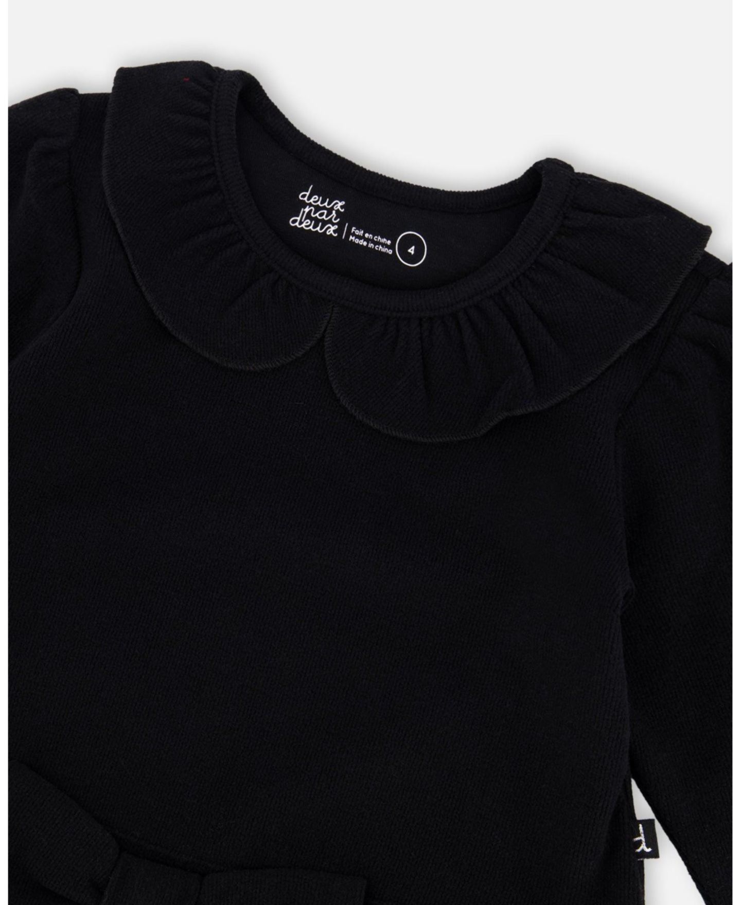 Платье Deux par Deux Bi-Material Dress with Glittering Skirt Black для девочек-малышей, цвет: Чёрный — фото 2